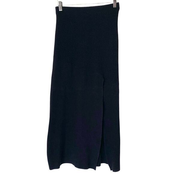 FREE PEOPLE Beach Ribbed Knit Slit Sweater Midi Skirt in Black, Size Small - Picture 8 of 8